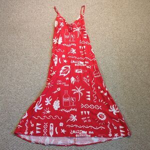 Paper Heart Anthropologie Mexico Maxi Dress Red Medium Linen Blend Resort